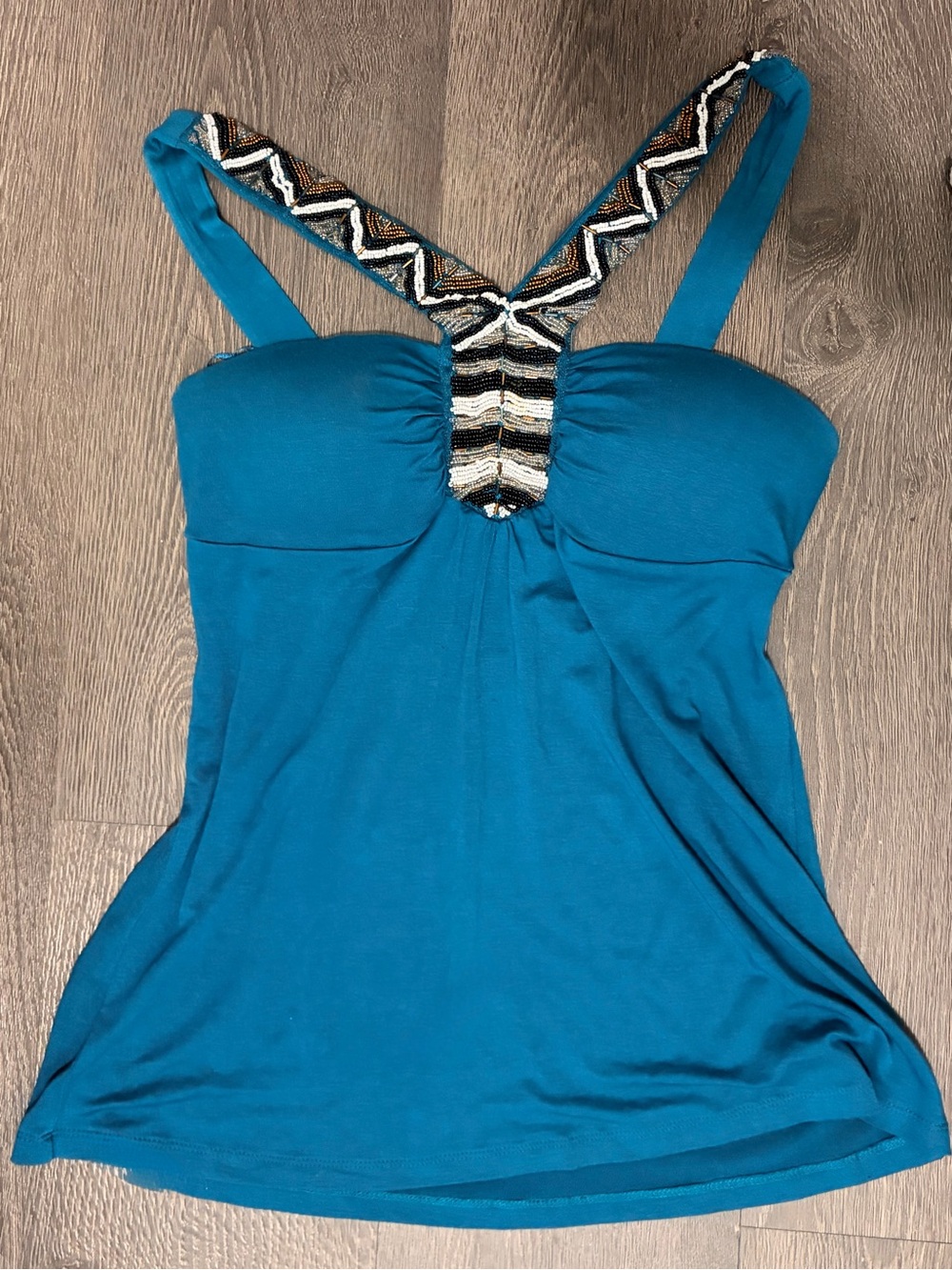Teal Beaded Strap Women's Tank Top